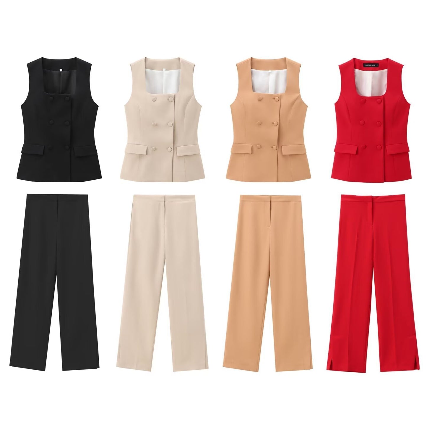 Vest Straight-Leg Pants Suit | TAEVI