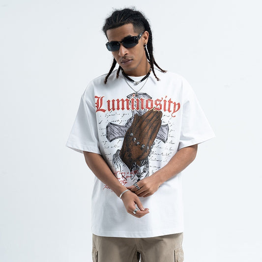Vintage Cross Letter T-shirt Men | TAEVI