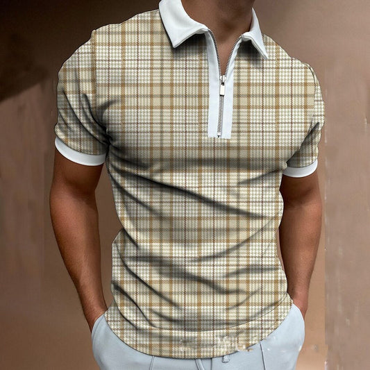 Polo Zipper Check Men's T-shirt | TAEVI